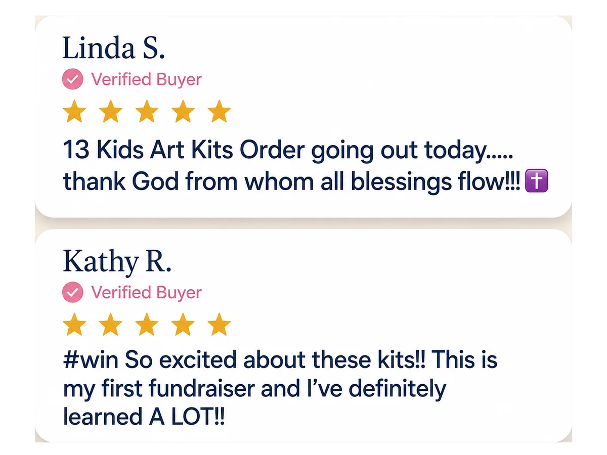 Linda and Kathy share verified Art Kit orders and fundraiser results.